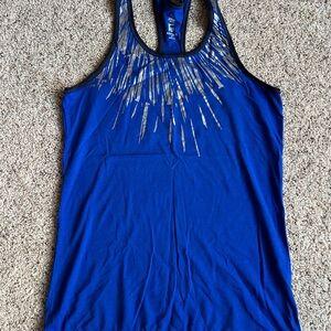 Zumba Fitness Blue Racerback Tank with Metallic Silver Burst